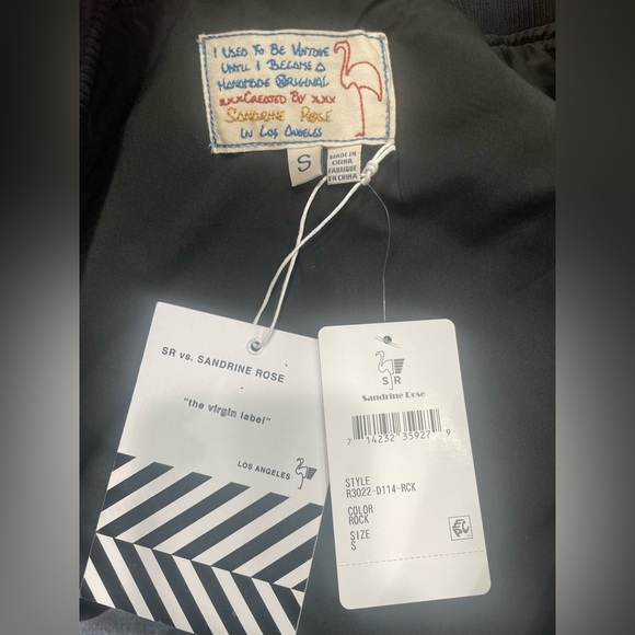 Sandrine rose black zipper bomber jacket size small - zippers, distressed NWT - Picture 5 of 7